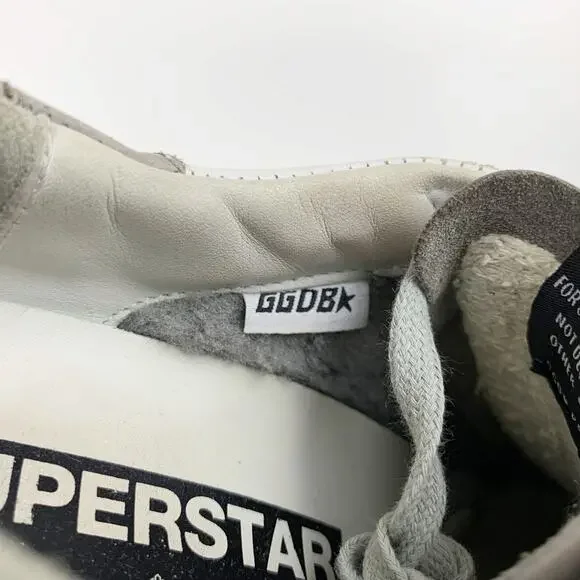 Golden Goose Superstar Low Top Sneakers White Leather Grey Fleece Star Womens 38 - Picture 7 of 16